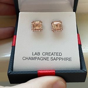 Lab Created Champagne Sapphire Earrings